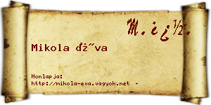 Mikola Éva névjegykártya