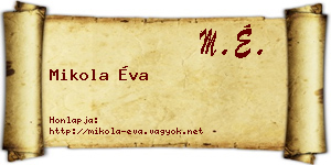 Mikola Éva névjegykártya